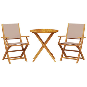 vidaXL 3 Piece Bistro Set Taupe Fabric and Solid Wood