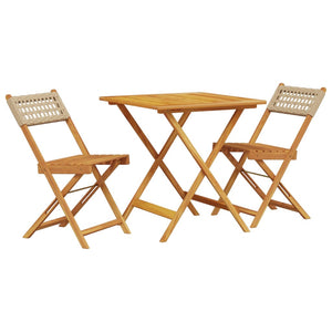 vidaXL 3 Piece Bistro Set Beige Poly Rattan and Solid Wood