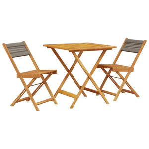 vidaXL 3 Piece Bistro Set Grey Polypropylene and Solid Wood