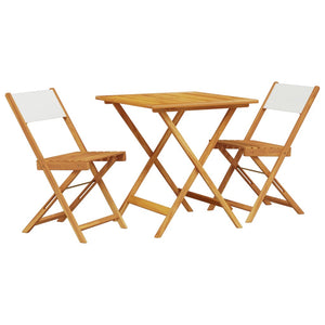 vidaXL 3 Piece Bistro Set Cream White Fabric and Solid Wood