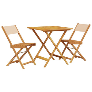 vidaXL 3 Piece Bistro Set Beige Fabric and Solid Wood