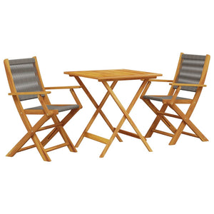 vidaXL 3 Piece Bistro Set Grey Polypropylene and Solid Wood