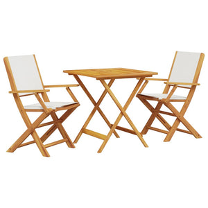 vidaXL 3 Piece Bistro Set Cream White Fabric and Solid Wood