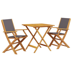 vidaXL 3 Piece Bistro Set Anthracite Fabric and Solid Wood