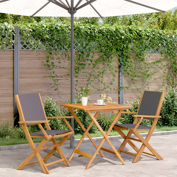 vidaXL 3 Piece Bistro Set Anthracite Fabric and Solid Wood