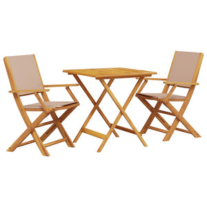 vidaXL 3 Piece Bistro Set Taupe Fabric and Solid Wood