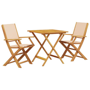 vidaXL 3 Piece Bistro Set Beige Fabric and Solid Wood