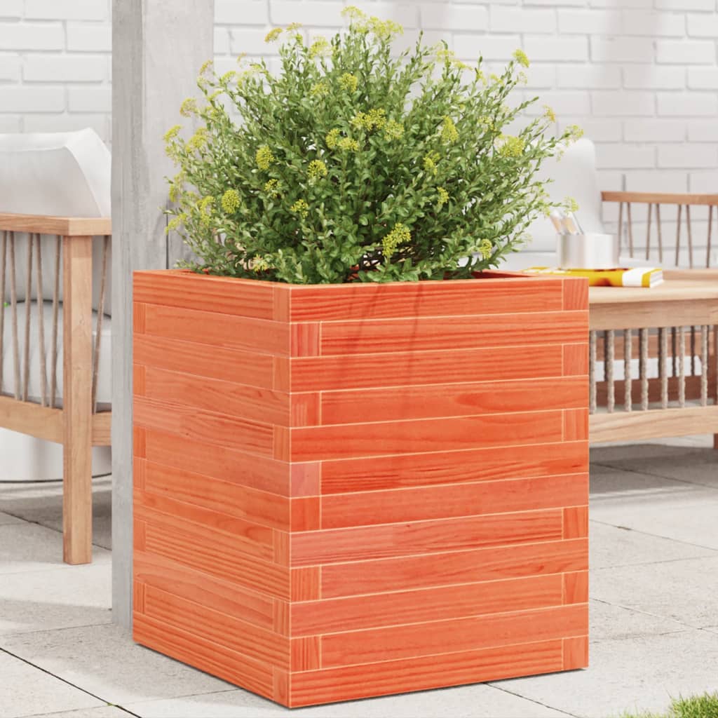 vidaXL Garden Planter Wax Brown 40x40x46 cm Solid Wood Pine