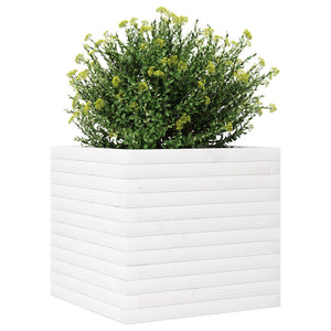 vidaXL Garden Planter White 50x50x46 cm Solid Wood Pine