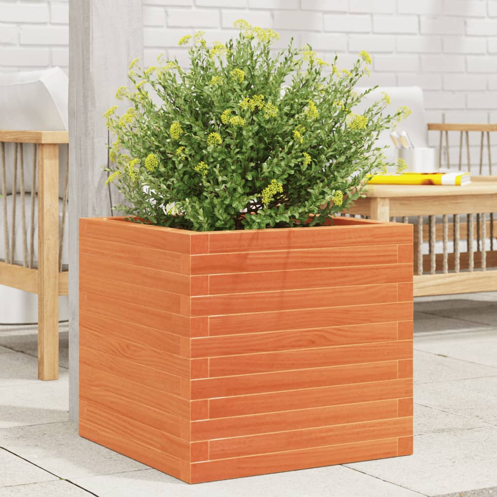 vidaXL Garden Planter Wax Brown 50x50x46 cm Solid Wood Pine