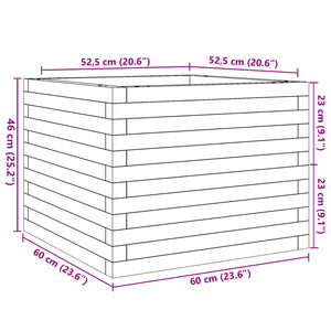 vidaXL Garden Planter Wax Brown 60x60x46 cm Solid Wood Pine