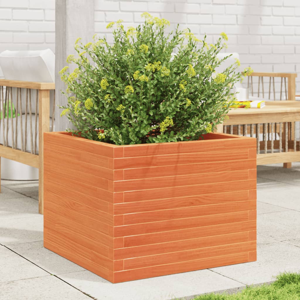 vidaXL Garden Planter Wax Brown 60x60x46 cm Solid Wood Pine