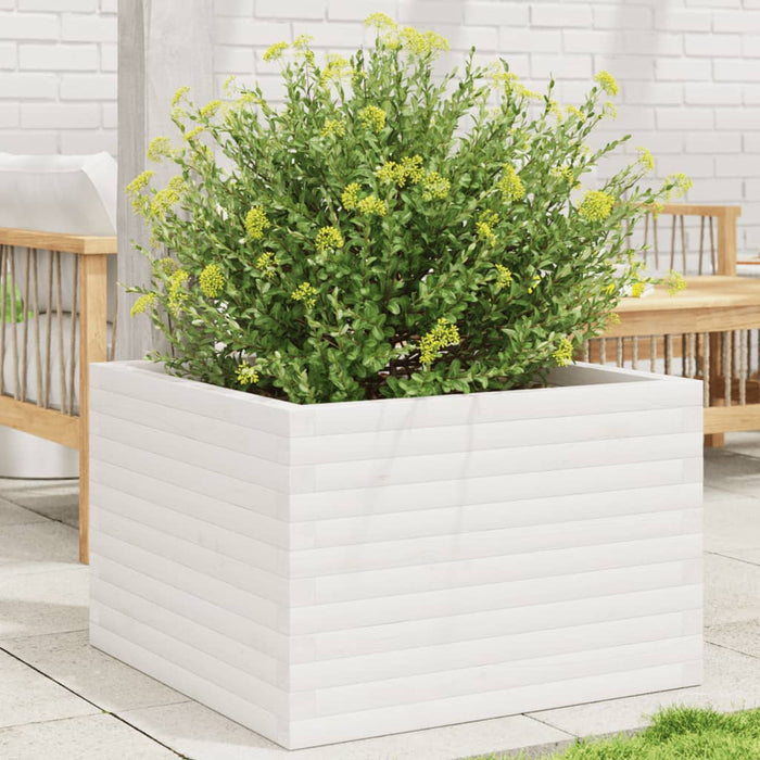 vidaXL Garden Planter White 70x70x46 cm Solid Wood Pine