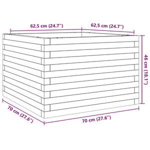 vidaXL Garden Planter Wax Brown 70x70x46 cm Solid Wood Pine