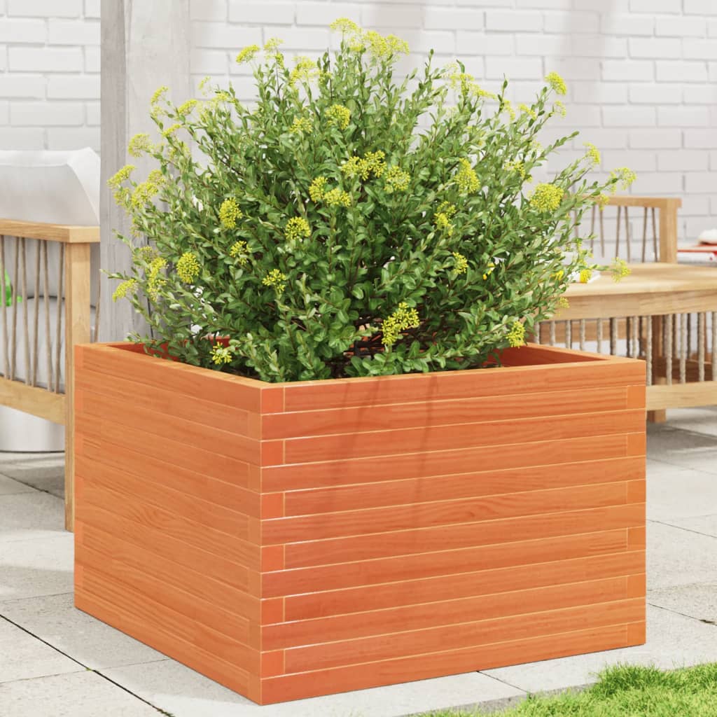 vidaXL Garden Planter Wax Brown 70x70x46 cm Solid Wood Pine