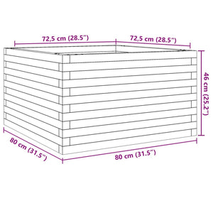 vidaXL Garden Planter White 80x80x46 cm Solid Wood Pine