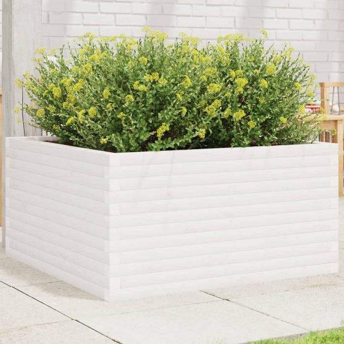 vidaXL Garden Planter White 90x90x46 cm Solid Wood Pine