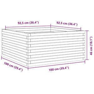 vidaXL Garden Planter White 100x100x46 cm Solid Wood Pine