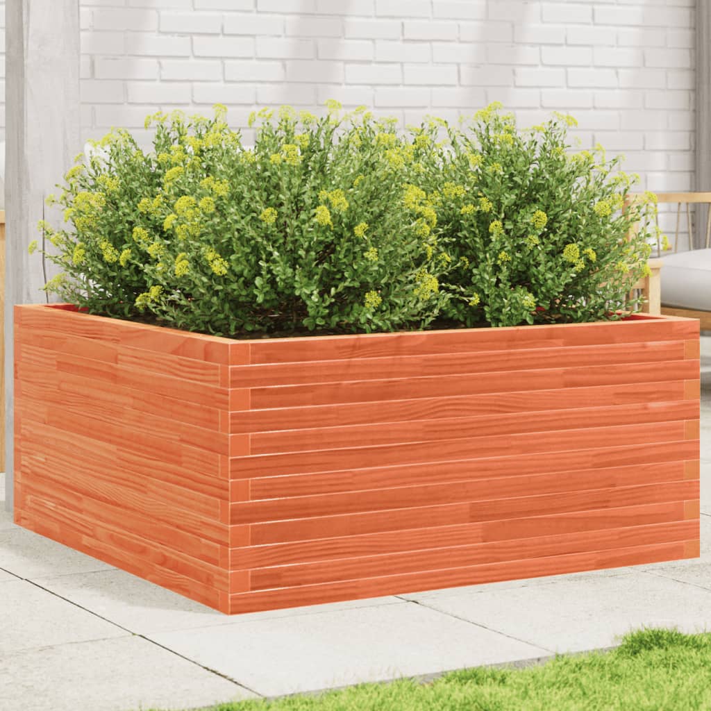 vidaXL Garden Planter Wax Brown 100x100x46 cm Solid Wood Pine