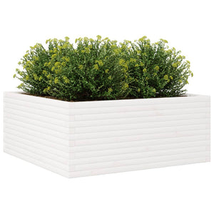 vidaXL Garden Planter White 110x110x46 cm Solid Wood Pine