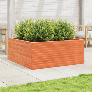 vidaXL Garden Planter Wax Brown 110x110x46 cm Solid Wood Pine