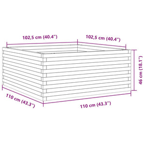 vidaXL Garden Planter Wax Brown 110x110x46 cm Solid Wood Pine