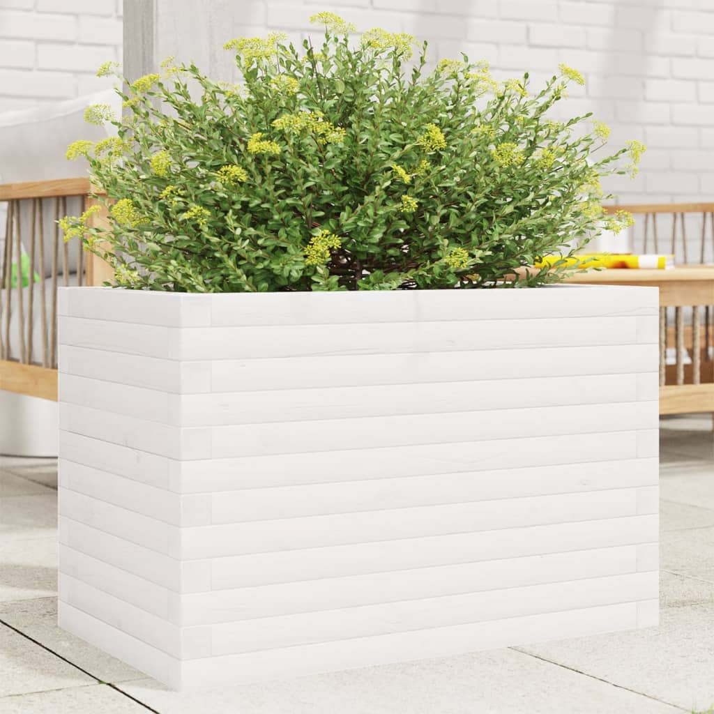 vidaXL Garden Planter White 70x40x46 cm Solid Wood Pine