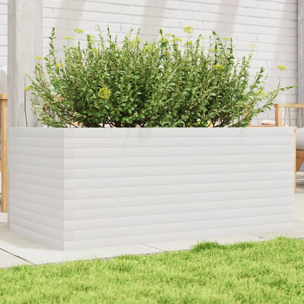 vidaXL Garden Planter White 110x60x46 cm Solid Wood Pine