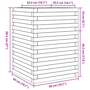 vidaXL Garden Planter 50x50x68.5 cm Solid Wood Pine