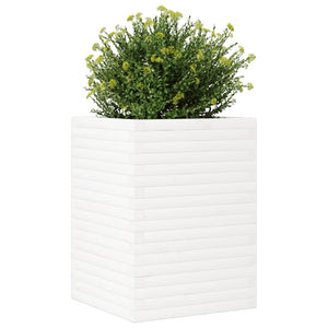 vidaXL Garden Planter White 50x50x68.5 cm Solid Wood Pine