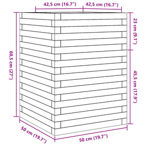 vidaXL Garden Planter White 50x50x68.5 cm Solid Wood Pine