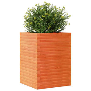 vidaXL Garden Planter Wax Brown 50x50x68.5 cm Solid Wood Pine