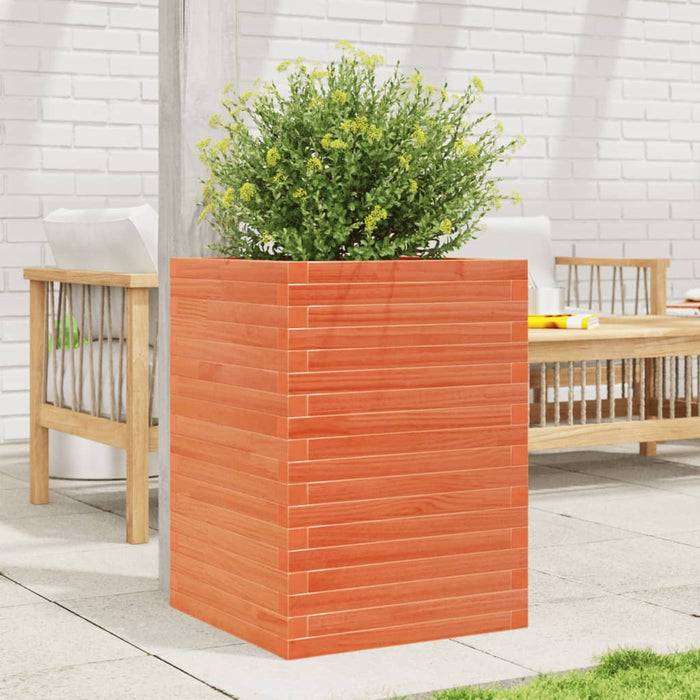 vidaXL Garden Planter Wax Brown 50x50x68.5 cm Solid Wood Pine