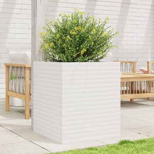 vidaXL Garden Planter White 60x60x68.5 cm Solid Wood Pine