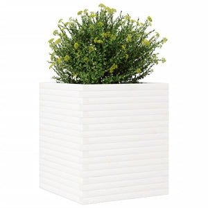 vidaXL Garden Planter White 60x60x68.5 cm Solid Wood Pine