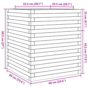 vidaXL Garden Planter Wax Brown 60x60x68.5 cm Solid Wood Pine