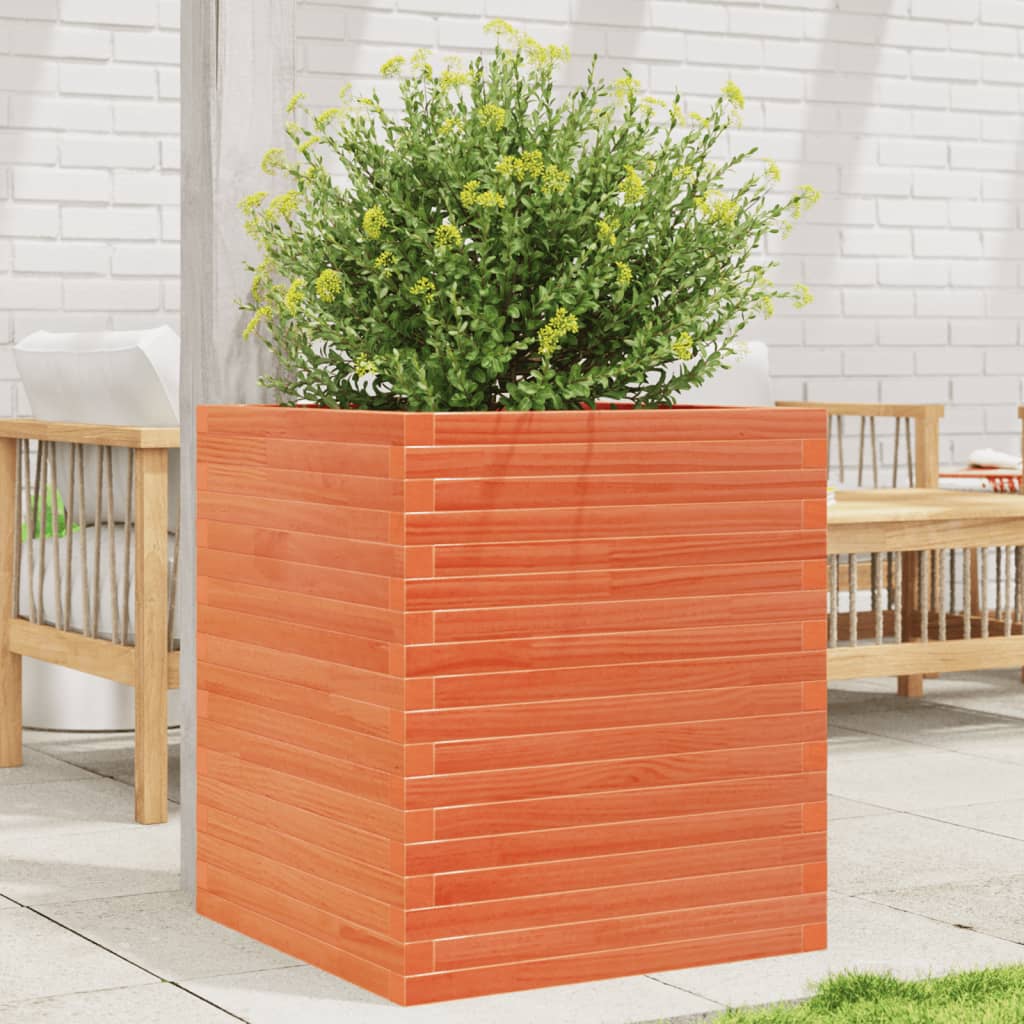 vidaXL Garden Planter Wax Brown 60x60x68.5 cm Solid Wood Pine