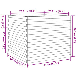 vidaXL Garden Planter 80x80x68.5 cm Solid Wood Pine