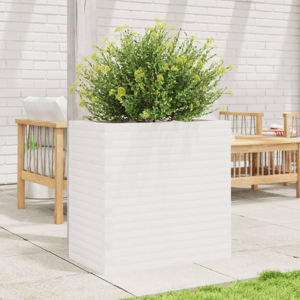 vidaXL Garden Planter White 70x40x68.5 cm Solid Wood Pine