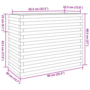 vidaXL Garden Planter White 90x40x68.5 cm Solid Wood Pine