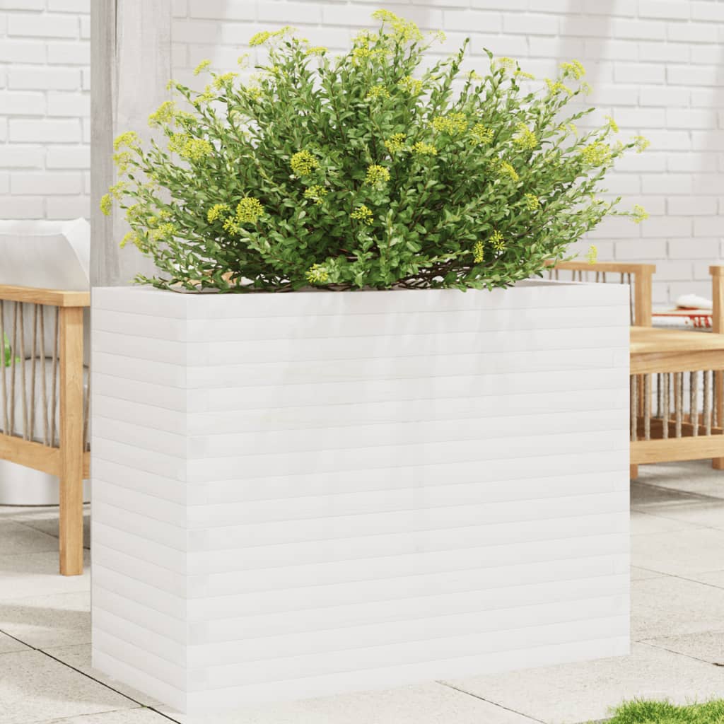 vidaXL Garden Planter White 90x40x68.5 cm Solid Wood Pine