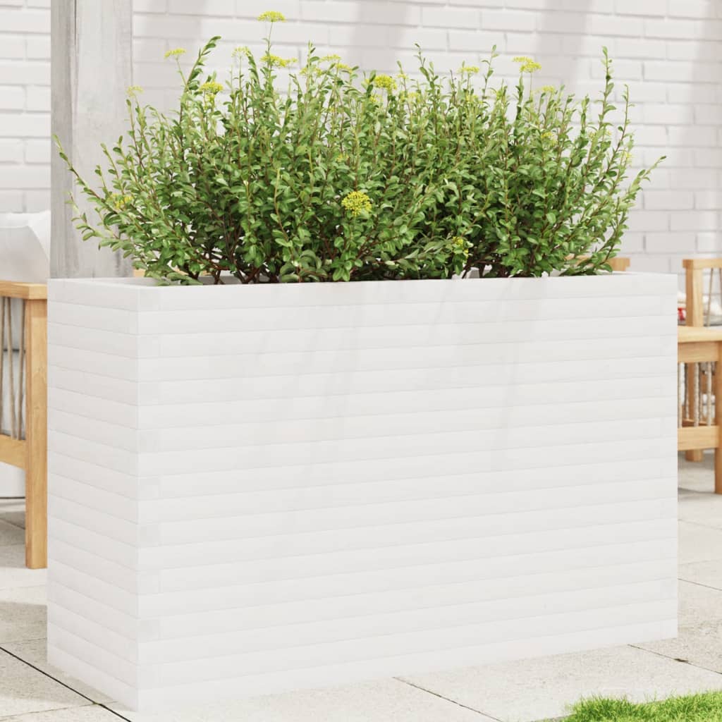 vidaXL Garden Planter White 110x40x68.5 cm Solid Wood Pine