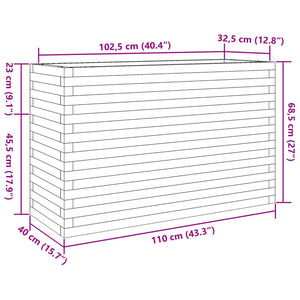 vidaXL Garden Planter Wax Brown 110x40x68.5 cm Solid Wood Pine