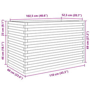 vidaXL Garden Planter White 110x60x68.5 cm Solid Wood Pine