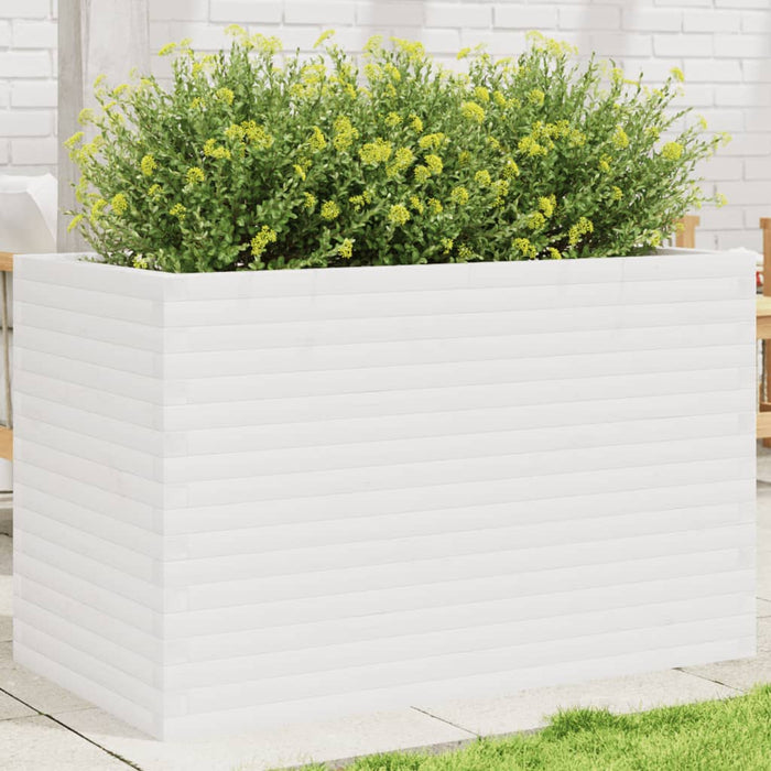 vidaXL Garden Planter White 110x60x68.5 cm Solid Wood Pine