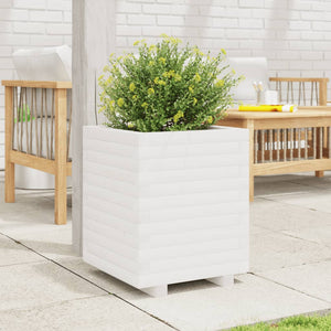 vidaXL Garden Planter White 40x40x49.5 cm Solid Wood Pine