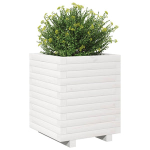 vidaXL Garden Planter White 40x40x49.5 cm Solid Wood Pine