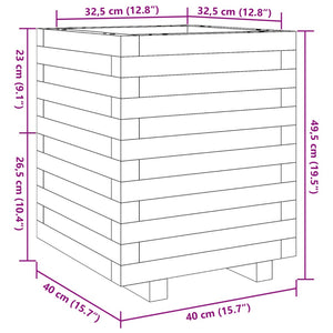 vidaXL Garden Planter Wax Brown 40x40x49.5 cm Solid Wood Pine