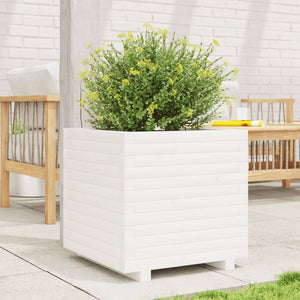 vidaXL Garden Planter White 50x50x49.5 cm Solid Wood Pine