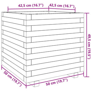 vidaXL Garden Planter White 50x50x49.5 cm Solid Wood Pine